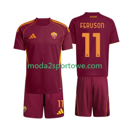 Koszulka AS Roma Evan Ferguson 11 Dziecięcy Domowe Stroje Piłkarskie 2025/26 Krótki Rękaw